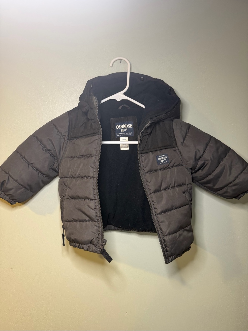 OshKosh B'gosh Toddler Hooded Puffer Jacket - Charcoal Gray